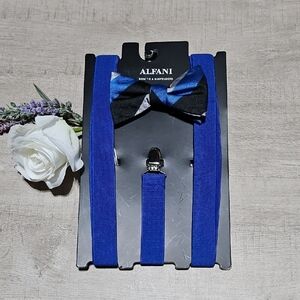 Alfani Blue Suspenders and Bow Tie Set NWT